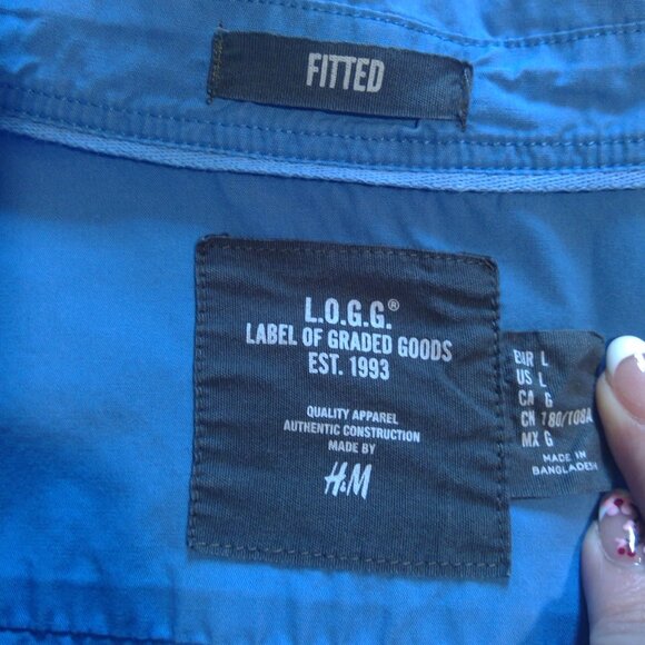 L.O.G.G. H&M Men's Blue Fitted Shirt Casual Large - Picture 6 of 11